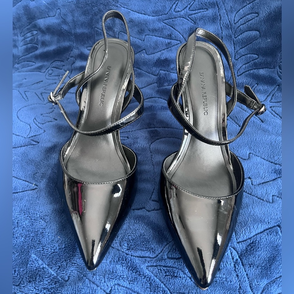 Banana Republic Black Patent Leather Slingback Heels